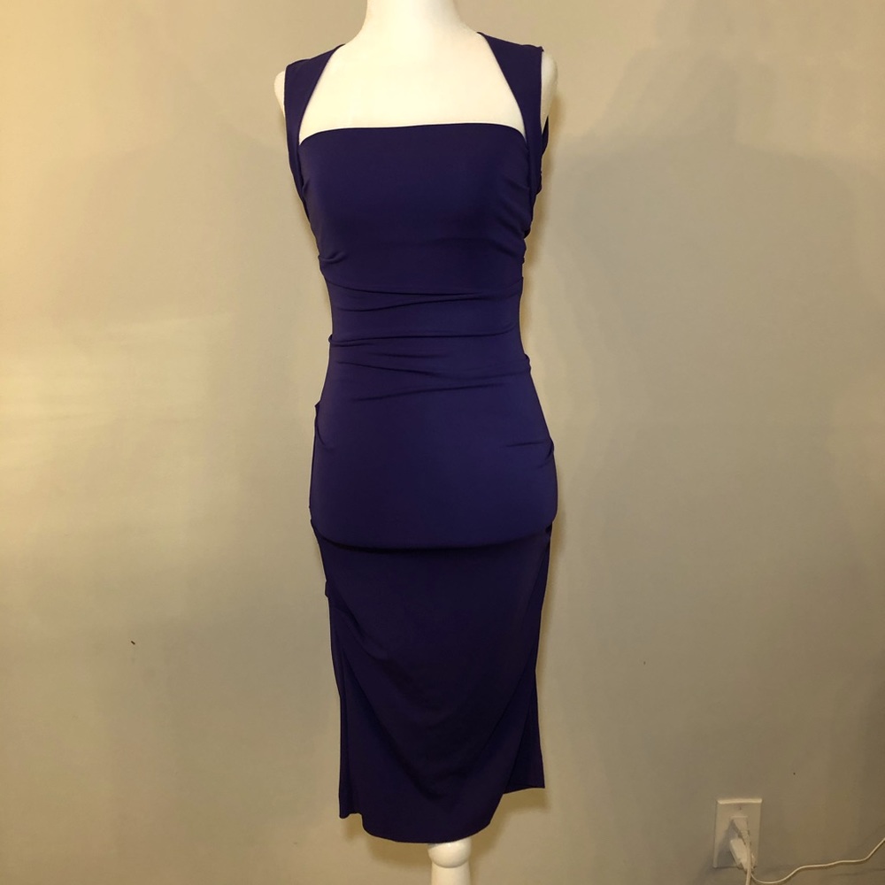 Nicole Miller Square Neck jersey midi dress